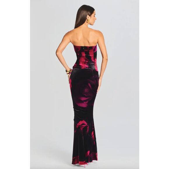 retrofête Freyja Velvet Silk Maxi Skirt Acid Roses Medium NEW NWT! - Picture 4 of 10